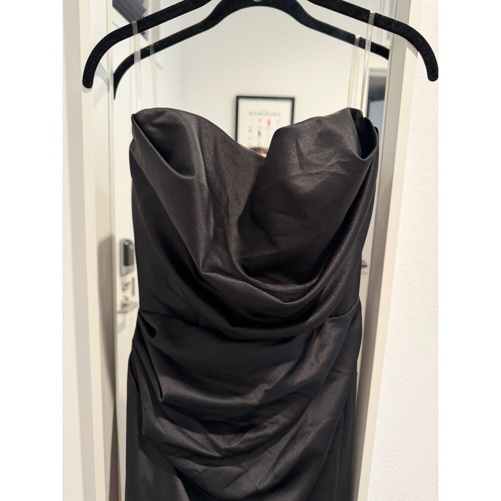 House of CB Adrienne Black Satin Strapless Corset Maxi M black - Picture 7 of 11